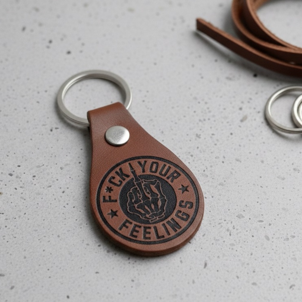 F*ck Your Feelings laser engraved leather keychain